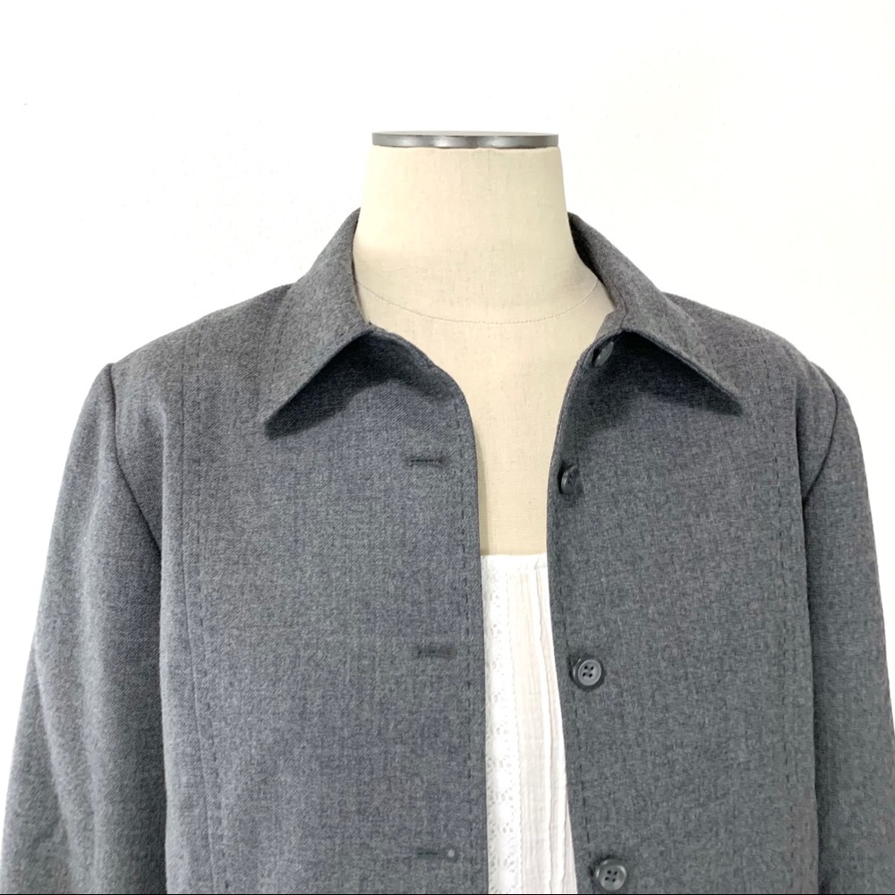 Pendleton- Gray Wool Boxy Button Down Jacket - image 3